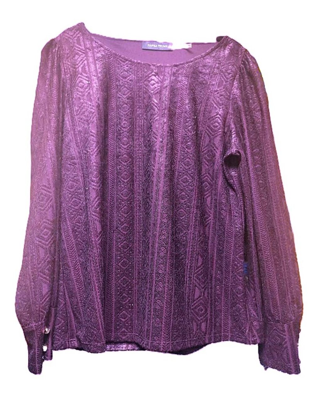 IVANKA TRUMP Top - Wine Color - Beautiful Subtle Pattern - Large